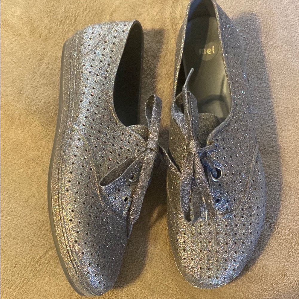 Melissa Silver Flats with Glittery Finish